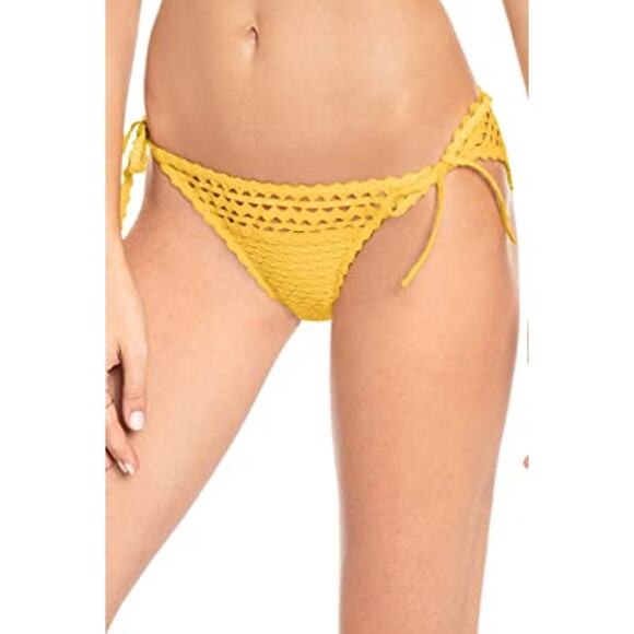 Robin Piccone Chira Tie Side Hipster Bikini sun glow Bottom L NEW #190361 - Picture 1 of 7